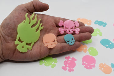 24 Piece Glow in the Dark Multicolor Skulls Wall Ceiling Decor